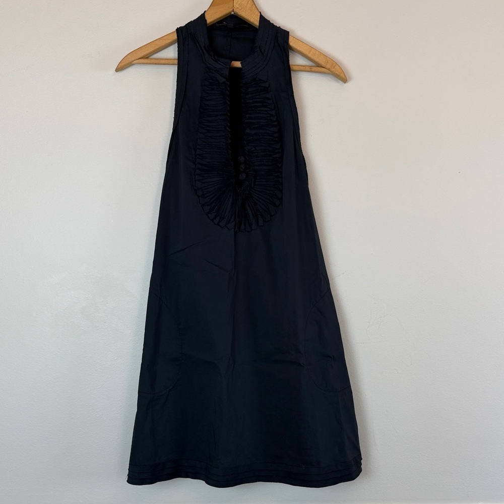 BCBGMaxAzria tuxedo ruffle swing mini dress size xxsmall razorback - Picture 3 of 14